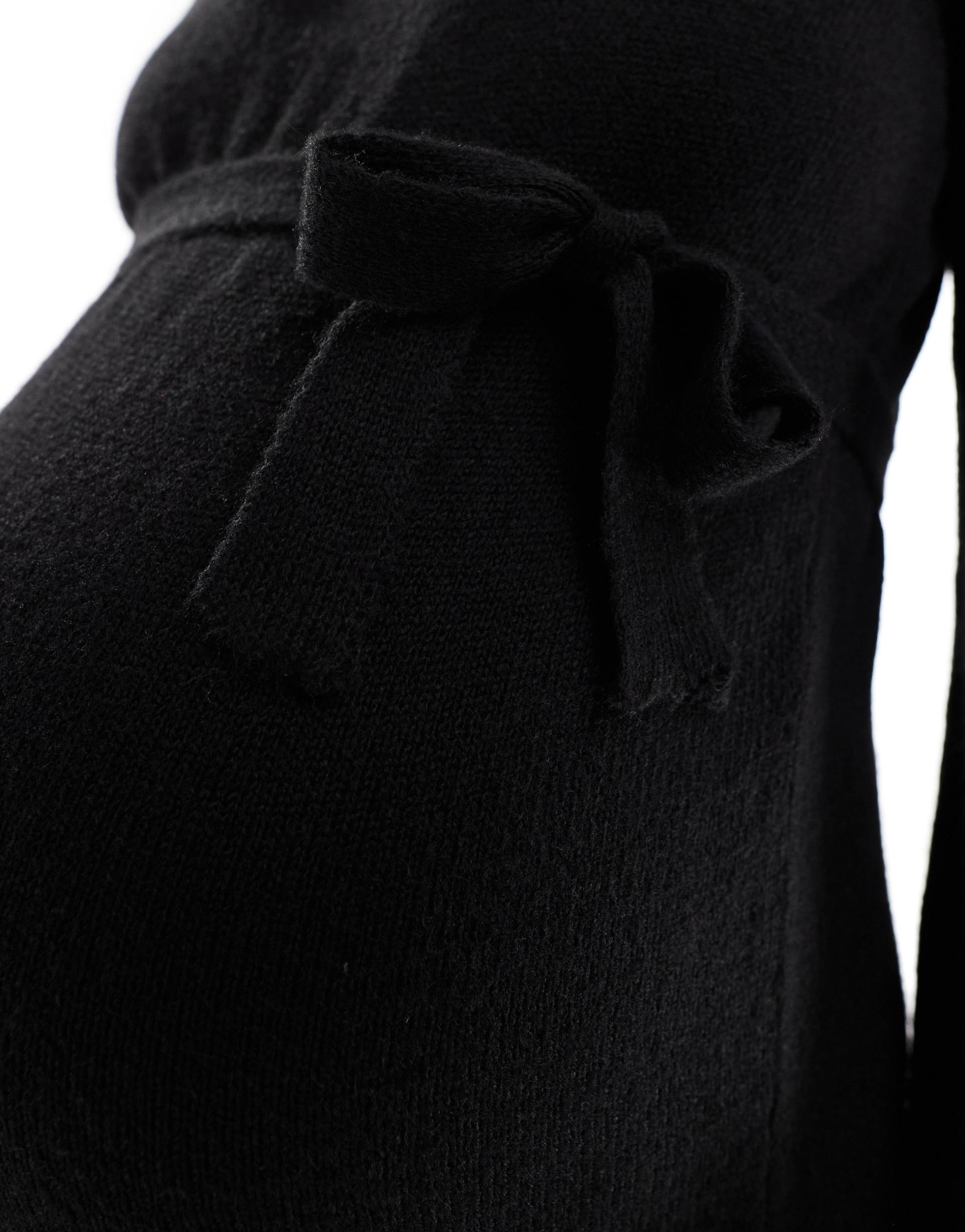 mamalicious maternity knit mini dress with belt in black