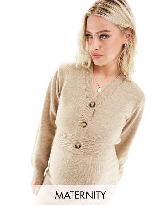Mamalicious Maternity knitted cardigan in cream (part of a set)
