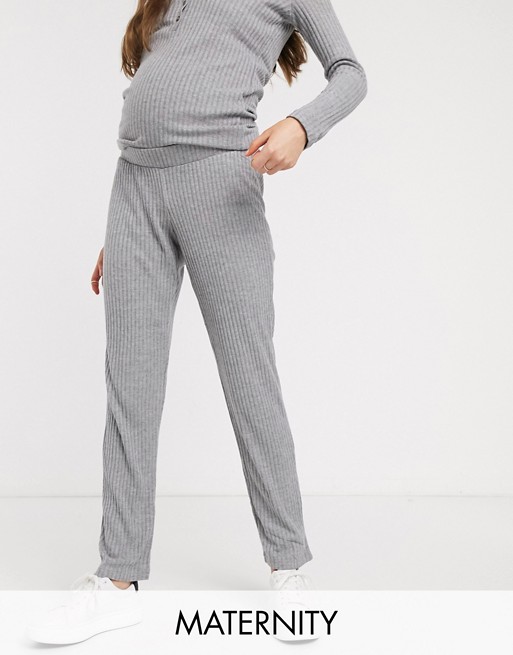 Mamalicious maternity knitted lounge trousers in grey