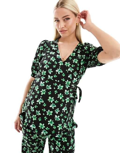 Mamalicious Maternity – Kopertowy top do karmienia piersią z kwiatowym wzorem, część zestawu