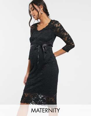 asos black lace maternity dress