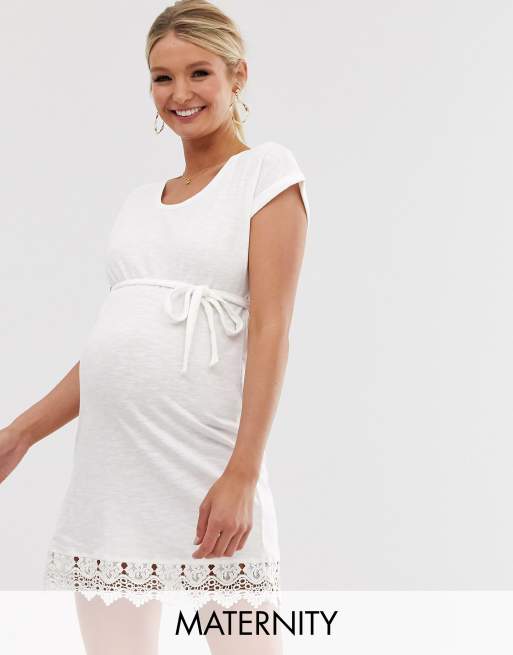white lace maternity shirt