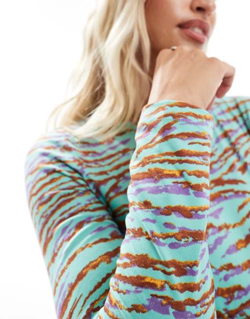 Mamalicious Maternity - Langærmet maxikjole i flerfarvet zebraprint, 4 af 4