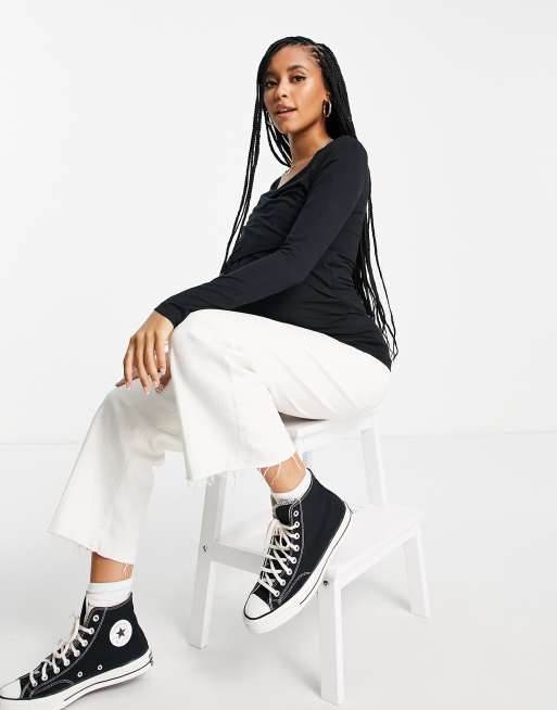 Mamalicious Maternity - Langærmet sort T-shirt, 4 af 4