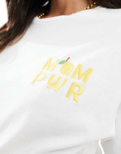 Mamalicious Maternity lemon motif t-shirt in white, 4 of 4