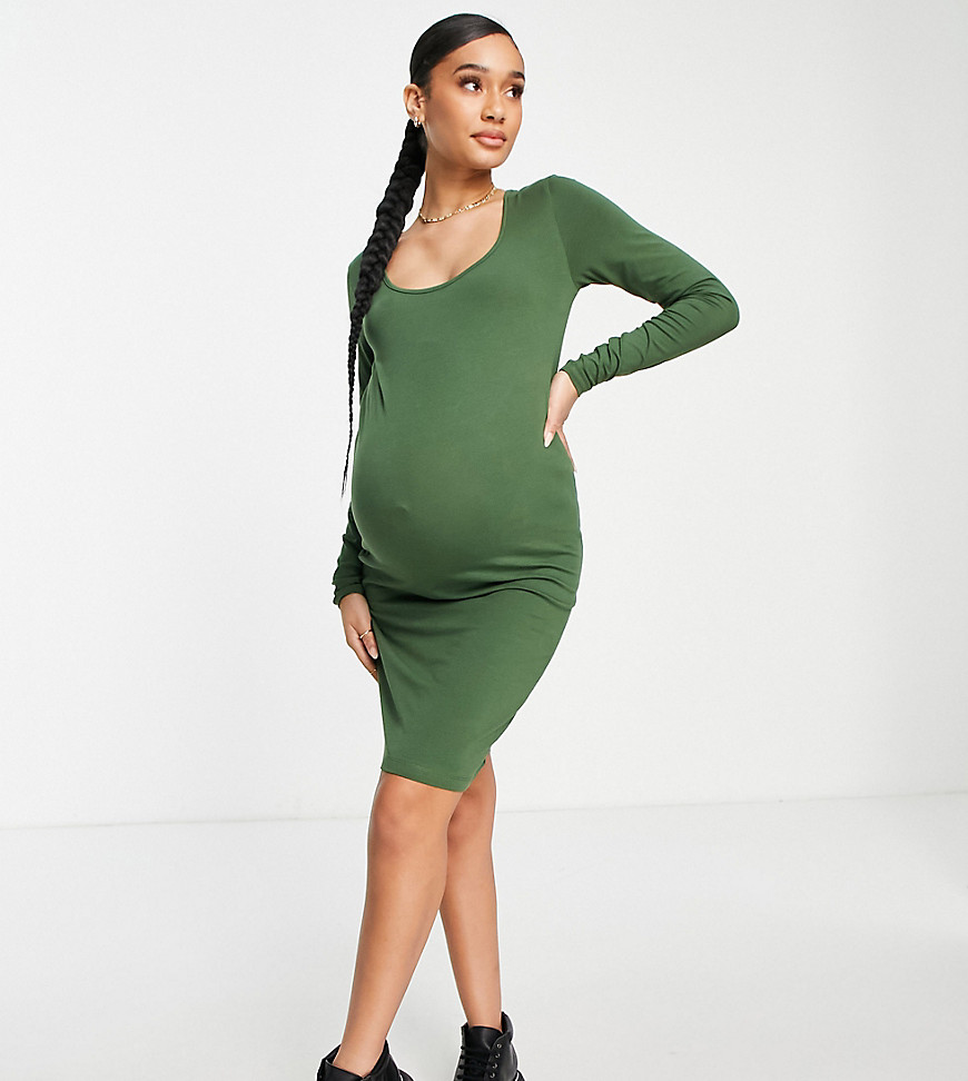 Mamalicious Maternity long sleeve body-conscious dress in green