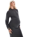 [Mama.licious] Mamalicious Maternity long sleeve jersey midi dress in grey XS Asphalt