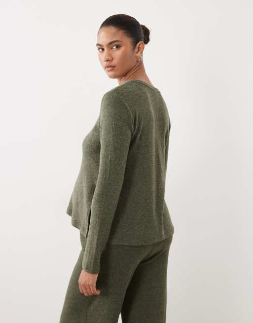 Mamalicious Maternity long sleeve jersey top co-ord in forest green, 2 of 4