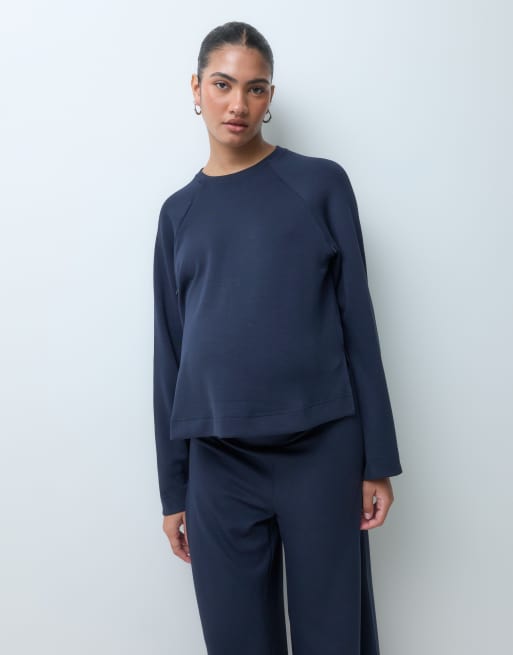 Mamalicious Maternity long sleeve jersey top co-ord in navy, 5 of 5