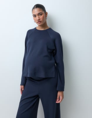Mama.licious Mamalicious Maternity Long Sleeve Jersey Top Set In Navy