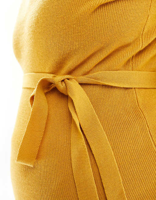 Mamalicious Maternity long sleeve roll neck top in amber gold