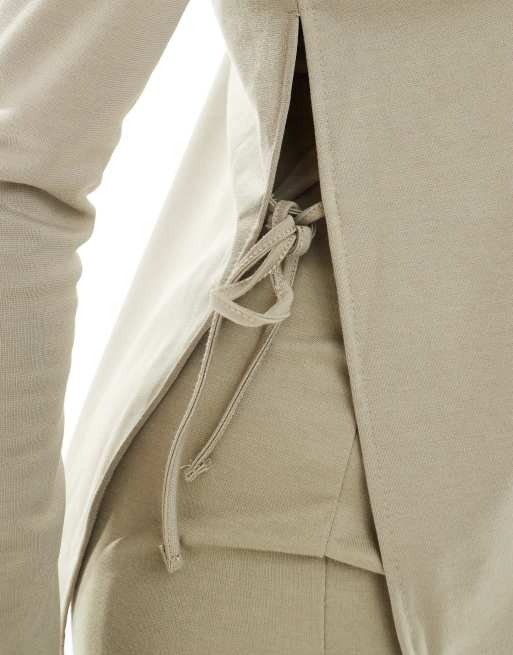 Mamalicious Maternity long sleeve side split top in beige (part of a set), 3 of 4