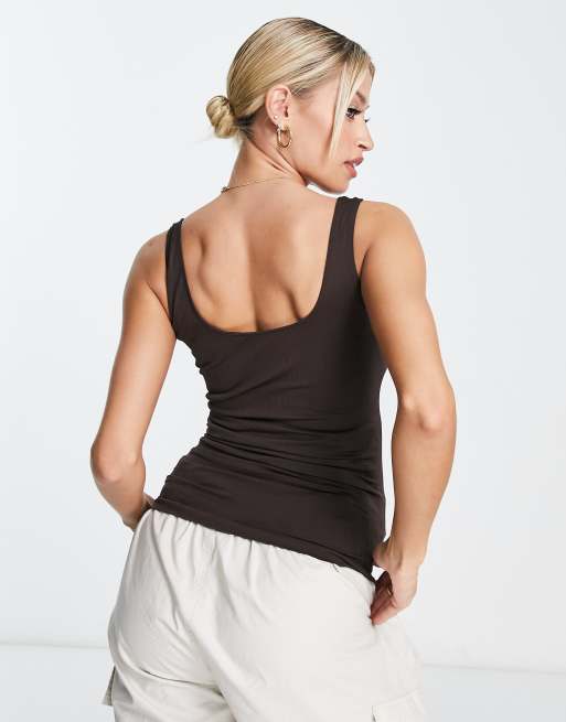 Mamalicious Maternity longline tank top in chocolate brown - part of a set, 2 of 4