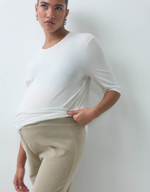 Mamalicious Maternity loose fit jersey pant in granite grey, 4 of 5