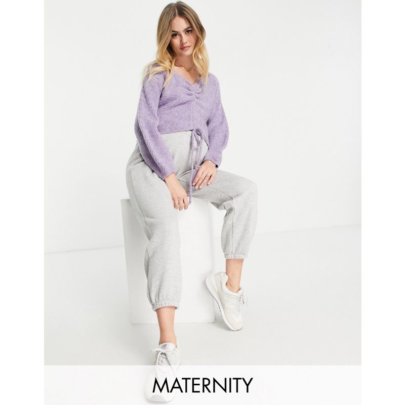 Maglie e cardigan Maglioni Mamalicious Maternity - Maglione lilla con arricciatura sul davanti
