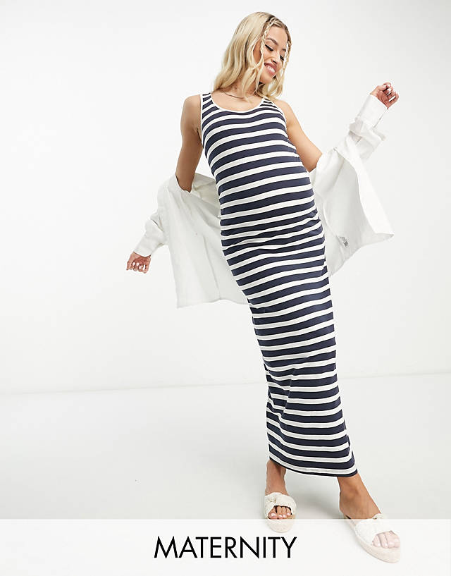 Mama.licious - Mamalicious Maternity maxi dress in blue and white stripe