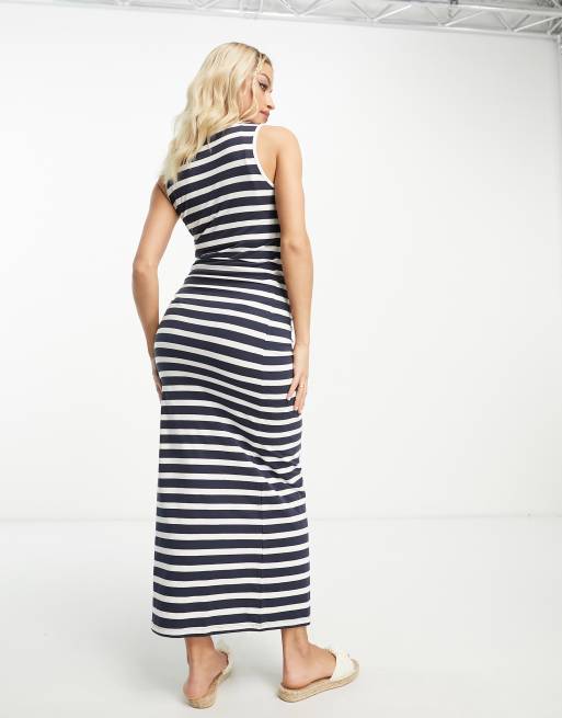 Mamalicious Maternity maxi dress in blue and white stripe