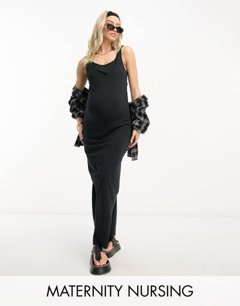 Mamalicious Maternity – Maxi-Stillkleid in Schwarz - view 1