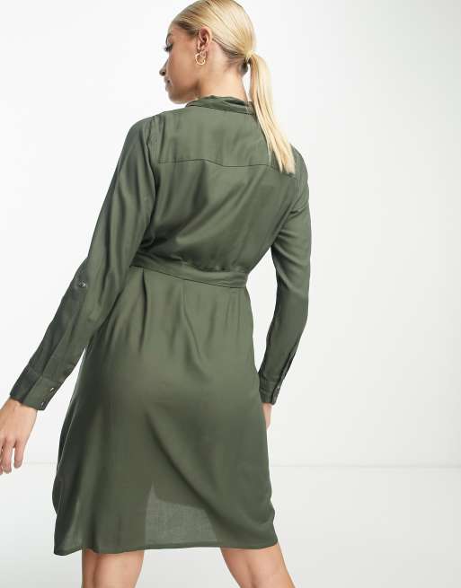 MAMA.LICIOUS Mamalicious Maternity Long Sleeve Midi Dress In Khaki