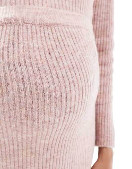 Mamalicious Maternity midi skirt co-ord in rose pink, 5 of 5