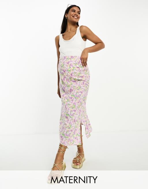 Mamalicious Maternity midi skirt in floral print ASOS