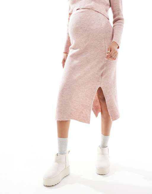 Mamalicious Maternity midi skirt in rose pink - part of a set, 3 of 5