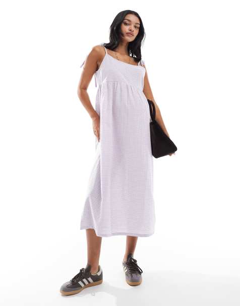 Mamalicious Maternity - Midikjole i bomuld med lyslilla gingham-tern - view 1