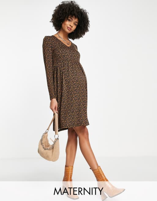 Mamalicious Maternity mini dress in black print