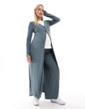 [Mama.licious] Mamalicious Maternity Mix & Match ribbed jersey maxi cardigan in asphalt (part of a set)-Grey S STORMY WEATHER