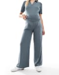 [Mama.licious] Mamalicious Maternity Mix & Match ribbed wide leg pants in asphalt (part of a set)-Grey XS STORMY WEATHER