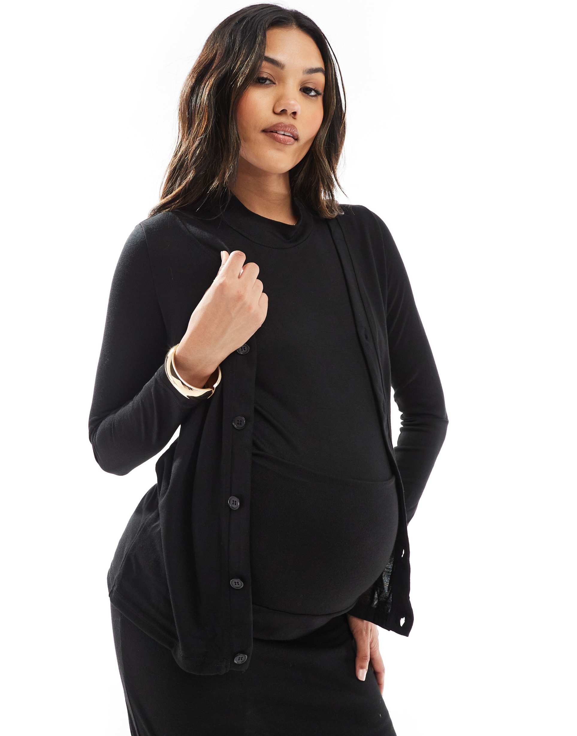 mamalicious maternity mix & match soft jersey cardigan in black - part of a set