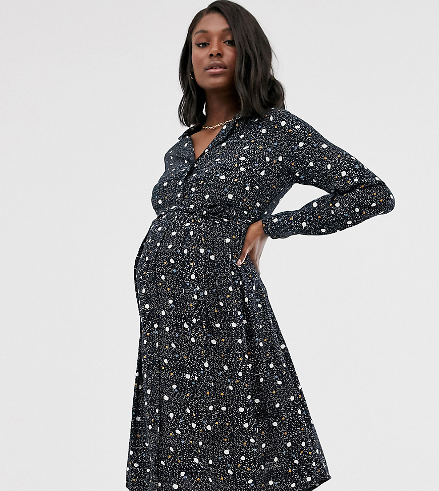 Mamalicious maternity mixed spot print smock dress-Multi