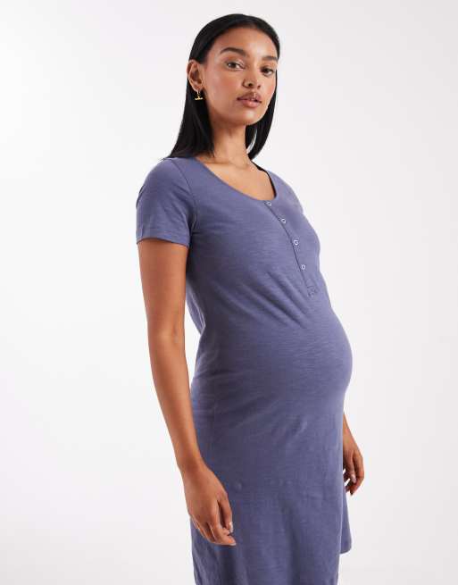 Mamalicious Maternity – Nachthemd in Dunkelblau mit Stillfunktion, Umstandsmode, 2 von 4