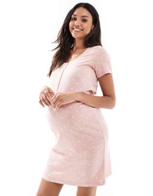 Mamalicious Maternity - Nachthemd in Staubrosa mit Still-Funktion und Sternmuster