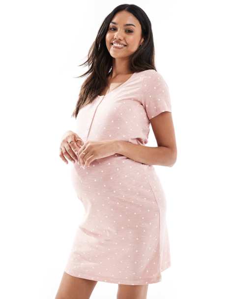 Mamalicious Maternity – Nachthemd in Staubrosa mit Still-Funktion und Sternmuster - view 1