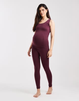 Mama. licious Maternity - Nahtlose Leggings in Burgunderrot, Kombiteil