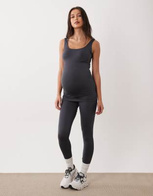 Mamalicious Maternity - Nahtlose Leggings in Grau, Kombiteil