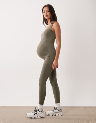 Mamalicious Maternity - Nahtlose Leggings in Khaki, Kombiteil-Grün
