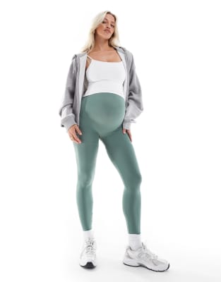 Mamalicious Maternity - Nahtlose Leggings in Waldgrün