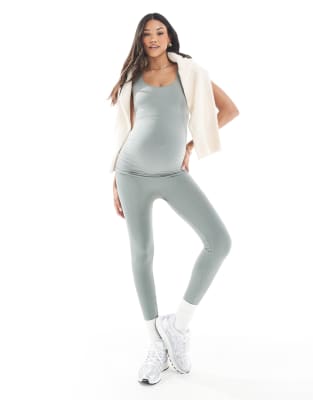 Mamalicious Maternity - Nahtlose Umstands-Leggings in Agavengrün, Kombiteil