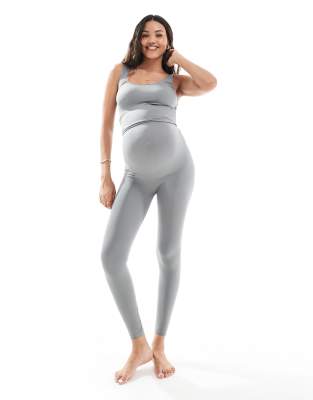 Mamalicious Maternity - Nahtlose Umstands-Leggings in Sedona-Salbeigrün, Kombiteil