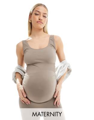 Mamalicious Maternity - Nahtloses Trägertop in Taupe, Kombiteil-Neutral