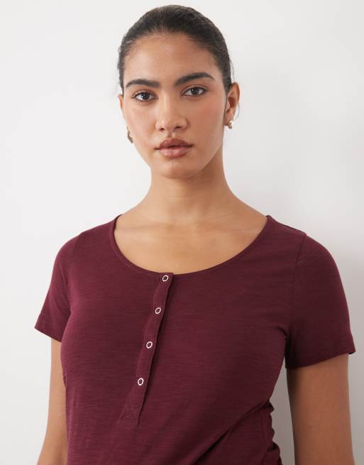 Mamalicious Maternity natkjole med ammefunktion i dyb burgundy, 3 af 4