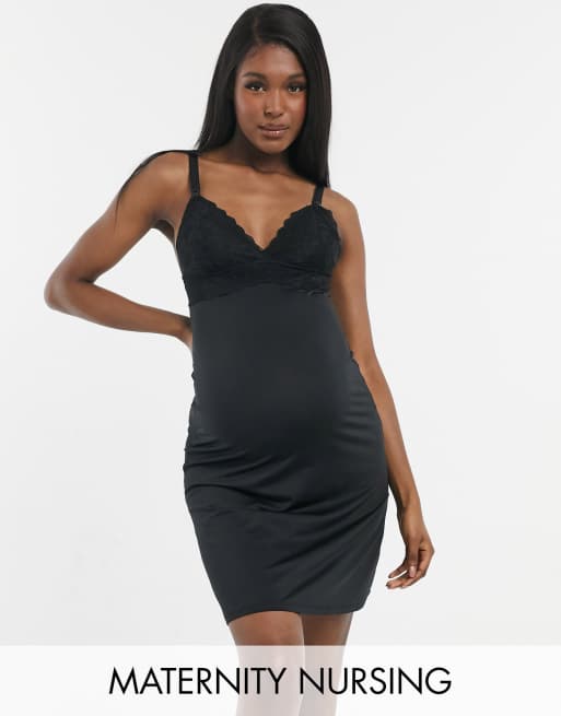 Mamalicious Maternity night gown with nursing function in black