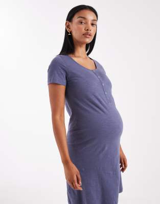 Mama.licious Mamalicious Maternity Night Gown With Nursing Function In Blue