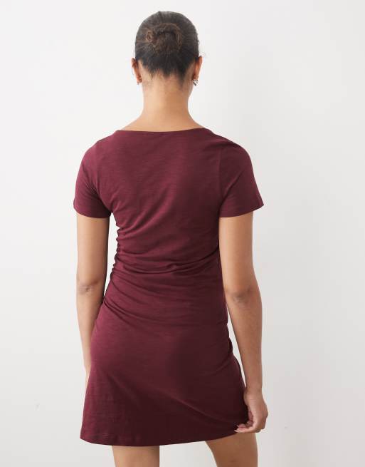 Mamalicious Maternity nightdress with nursing function in deep burgundy, 4 of 4