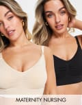[Mama.licious] Mamalicious Maternity nursing bra 2 pack in black and beige-Multi S-M Seam black