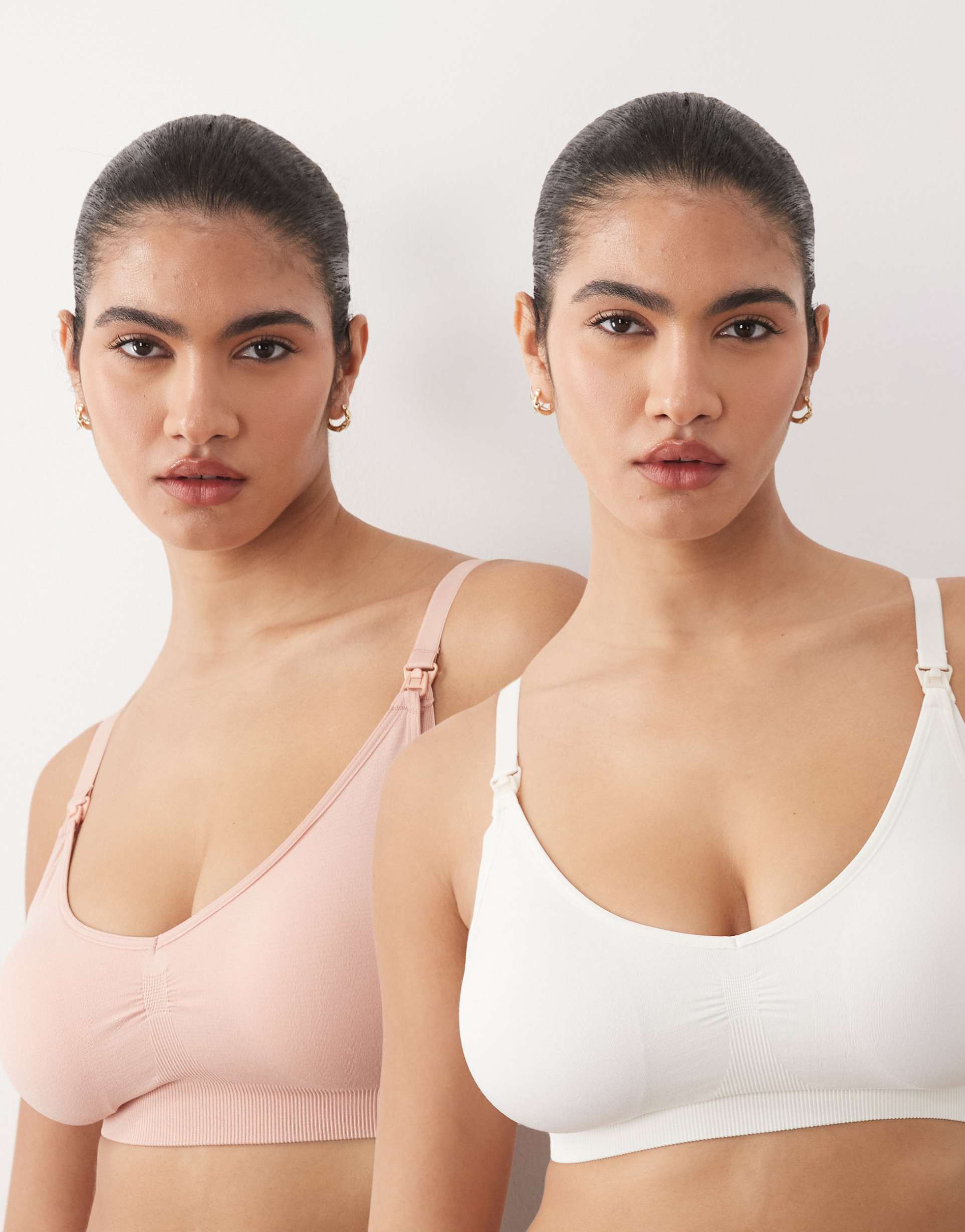 mamalicious maternity nursing bras 2-pack in pink and white