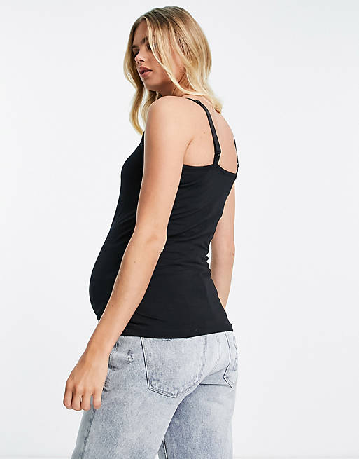 Mamalicious Maternity nursing cami top two pack In black and white