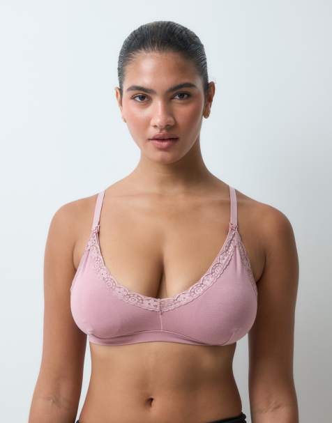 Mamalicious Maternity nursing function lace trim bra set in woodrose pink - view 1